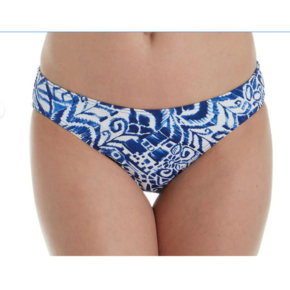 Lauren Ralph Lauren BLUE Bias Tribal Ikat Print Bikini Swim Bottom, US 16 - Picture 1 of 3